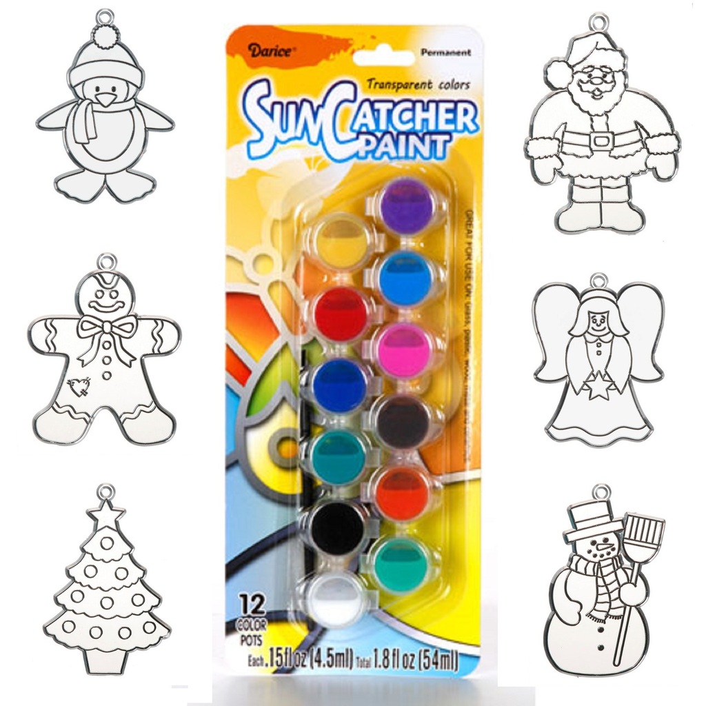 AMOS Suncatcher Mini Stained Glass Kit 6 Cats and 6 Color Paints 