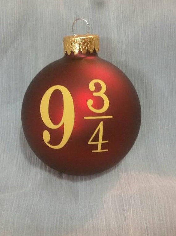 NEW Gold Glass Ball Christmas Tree Ornament Harry Potter Platform 9 3/4 Handmade